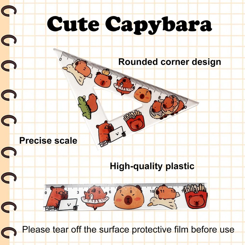 Capybara Ruler Set of 4 - Geometry Set with Straight