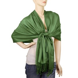 Falari Women's Solid Color Pashmina Shawl Wrap Scarf 80" X 27" Olive Green
