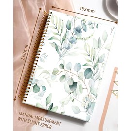 iampanda Spiral Journal Notebook,Watercolor Floral Strong TwinWire Binding with Premium Paper for Girl Women,60 Sheets A5 College Ruled NotebookJournal,Perfect for School Office Home Gifts,Green