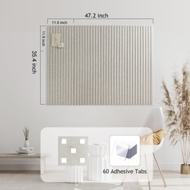 Large Cork Boards for Walls 48"x 36" - 1/2” Thick Bulletin Board, 12 Pack Felt Wall Tiles with Slat Wall Paneling, Pin Board Corkboards for Office - Beige