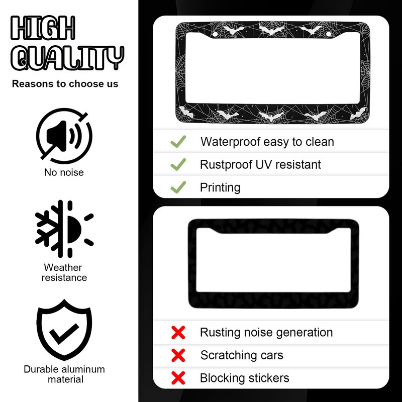 Bat Spider Web License Plate Frame, License Plate Frame Holder,Front