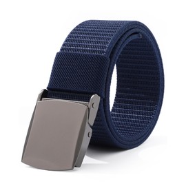 AWAYTR Nylon Boys Baseball Belt - Kids Golf Belt with Metal Buckle for Softball Pants School Uniform Jeans (Gunmetal Buckle-Navy blue, Fit Waist: 28"-35" (Rec 15-18yrs))