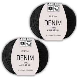Art of Yarn Denim 55% Cotton,45% Poliacrylic, 2 Skeins Total 100gr (3,52 oz),320m (3,48 yds),Soft & Smooth Yarn Sport – Fine(2) for Crocheting, Knitting, Amigurumi, Baby Blankets, Baby Garments 99928