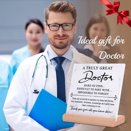 Afterprints Afterprints Doctor Gifts - Thank You Plaque with Wooden Stand, Doctors Appreciation Gifts, Unique Gift for Doctor Men or Women on Doctors Day, Birthday, Retirement