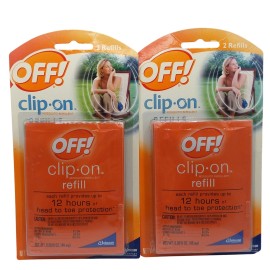 Off! Lot of 2 OFF! Clip-On Mosquito Repellent Refills 2 Packs - 4 Refills Total