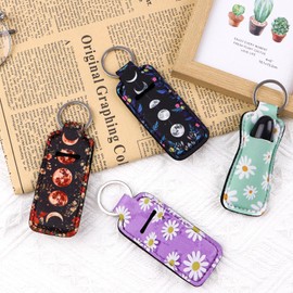 Moon & Daisy Lip Balm Holder Keychain for Kids Girls Women, Cute Portable Key Chain Accessories for Lip Balm, Lip Gloss or Lipstick