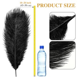 Retrowavy 30 Pcs 18-20 Inch Large Natural Ostrich Feathers Bulk for Centerpieces for Wedding Party Centerpieces Home Decoration Flower Arrangement (Black)
