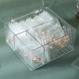 Jewelry Organizers for Women, Clear Acrylic Drawer Organizer Box with 10 Large Bags for Bracelet, 30 Middle Bags for Necklace, 20 Small Bags for Ring, Earring Storage Box, Individually Packaged, Carry