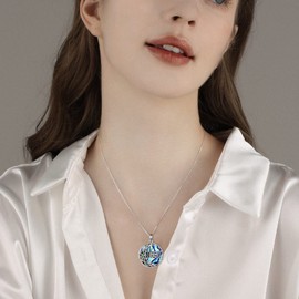 CUPENDA Pentagramm Halskette Pentagramm aus 925er Sterlingsilber Dreifache Mondgöttin Anhänger Pagan Schmuck Geschenke für Frauen Mädchen