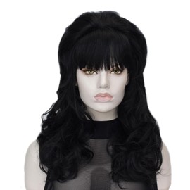 QACCF Women 80s Wig Drag Hair Housewife Big Beehive Women Updo 60s Retro Bouffant Vintage Costume Wig (Black)