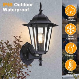 Kumtin Smart Outdoor Wall Sconce, Exterior Waterproof Wall Light Fixtures with Clear Glass, Die-Aluminum Porch Light, Anti-Rust Outside Lighting for Patio Front Door Entryway, Matte Black, 1-Pack