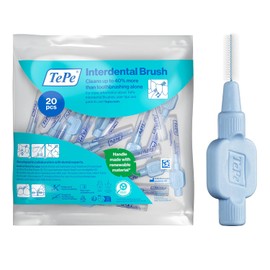 TePe Extra Soft Blue 0.5mm ISO 3 Interdental Brush - Pack of 20 - Teeth Cleaning, Plaque Removal, Effective Between Teeth for Medium Interdental Spaces
