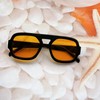 CZDLDNXS Retro Square Aviator Sunglasses for Women Men Trendy Orange