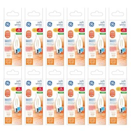 GE Lighting (case of 12 Bulbs) GE 32162 Soft White LED Outdoor Decorative Light Bulb, 3.5 watt, 300 lumens, Medium Base, Bent tip, Clear LED Chandelier Indoor/Outdoor Light Bulb