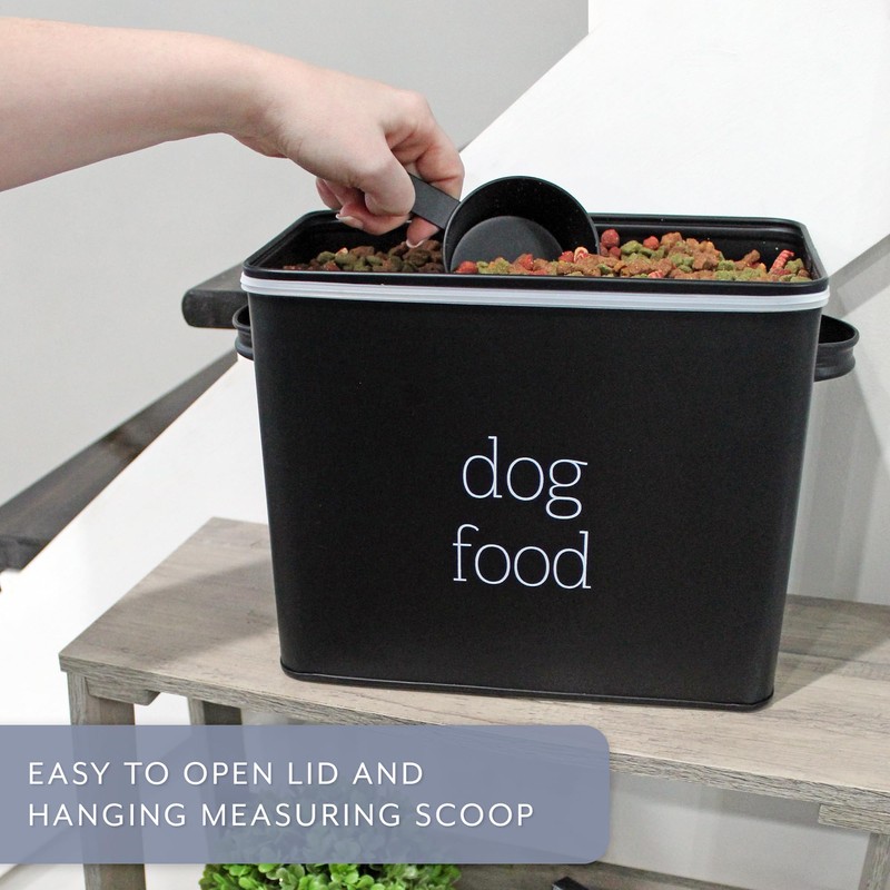 AuldHome Design Retro Dog Food Canister (Black); Modern Farmhouse Style