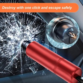 2 Pack Car Safety Hammer, Emergency Escape Tool One Second Window Breaker, Cutter Car Glass Breaker Life-Saving Emergency Artifact Red