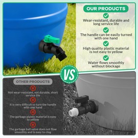 Plastics Rain Barrel Spigot, High Flow Valve Core, Large Flow Water Tank Faucet,Plastic Spigot for 5 Gallon Bucket，3/4 NPT Inlet x 3/4 GHT Outlet Bulkhead Valve for Outdoor Plastic Bucket