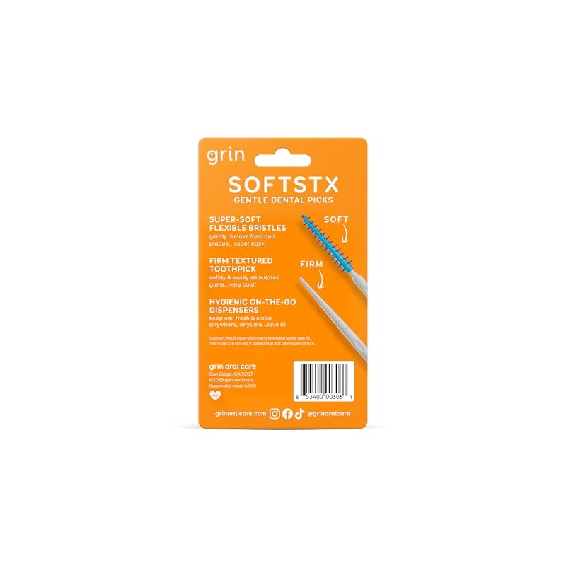 GRIN, Softstx, Hilos Interdentales Suaves y Ecológicos, para una Limpieza