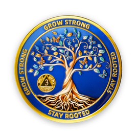 Dancing for Life Three Years Sobriety Coin-Sobriety Gifts for Anniversary -Tree of Life AA Coin Medallion with Token Capsule-3 Years Sobriety Coin Gifts for Men Women