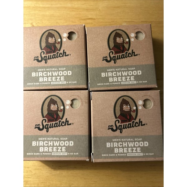 Dr. Squatch Men's Natural Bar Soap Birchwood Breeze Med Grit