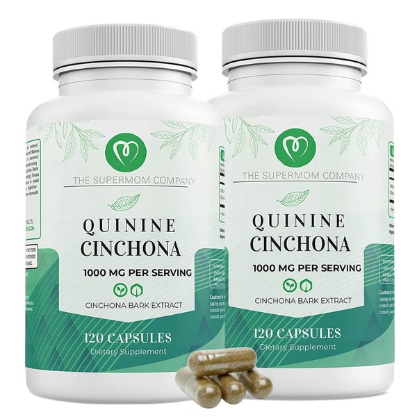 Quinine Cinchona Bark Extract Herbal Supplement for Boosting Immune System, Leg Cramping Relief, Muscle Cramps and Overall Digestive Health - All-Natural 1000 mg Per Capsule (2)