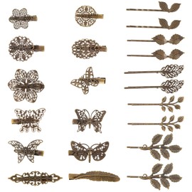 22 Pieces Vintage Hair Clips Barrettes Bronze Leaf Bobby Pin Flower Butterfly Heart Hair Clip for Girls and Women, Mix Styles