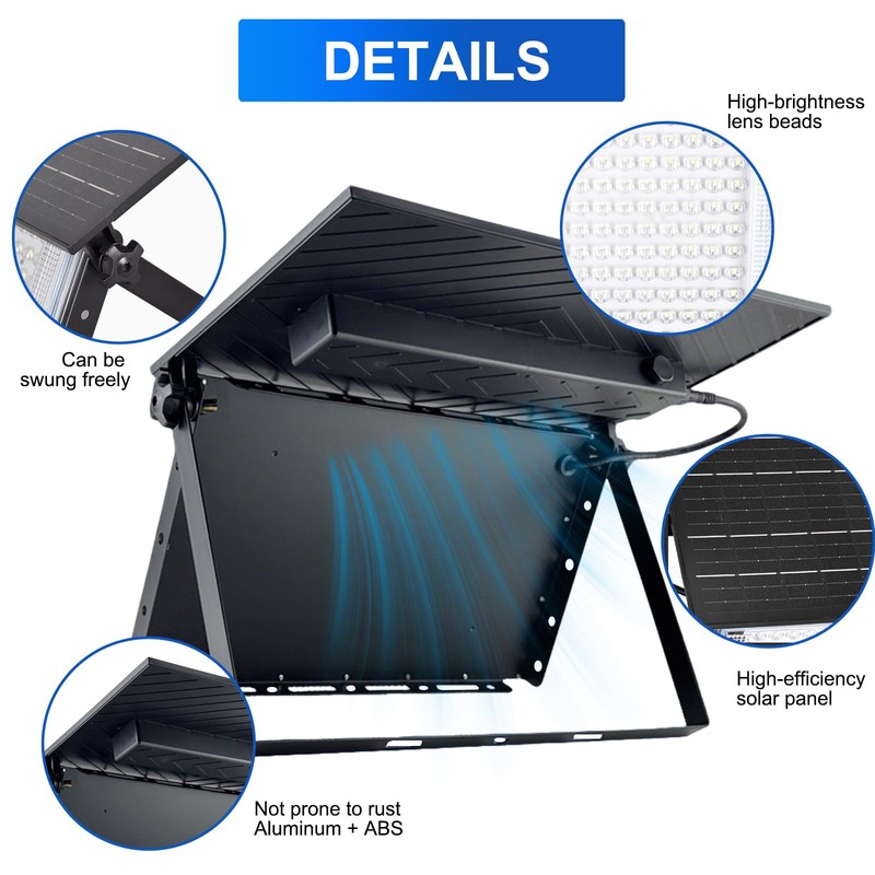 JUMGUN Solar Flood Lights Outdoor Dusk to Dawn, with Adjustable