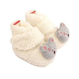 Unisex-Baby Newborn Baby Boys Girls Booties Boots Socks Pre-walkers Crib First Walkers Warm Fleece Booties with Non-Slip Grips Bottom 0-6 Months Darkgrey