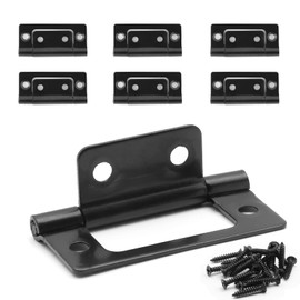 Litoexpe 6 Pcs Non-Mortise Door Hinges, 2 x 0.9 Inch Matte Black Door Hinges, Bifold Door Hinges for Variable Kitchen, Bathroom