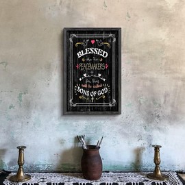 Bible Verses Art Wall Decor: Christian Scripture Wood Framed Print Farmhouse Country Religious Inspirational Quote Artwork Rustic Bless Signs Picture for Home Living Room Bedroom