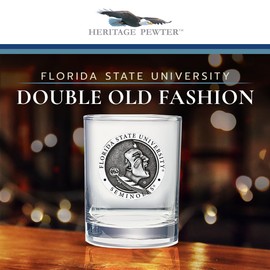 Heritage Pewter Florida State Double Old Fashion | Double Rocks Glass 14 OZ for Liquor | Expertly Crafted Pewter Glass