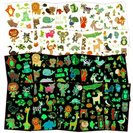 DiULi Tattoos for Kids Animal - Waterproof Glow 10PC Safari Pack - Boys Girls Jungle Party Bag Filler, School Rewards & Animal Theme Kids Birthday Party Supplies