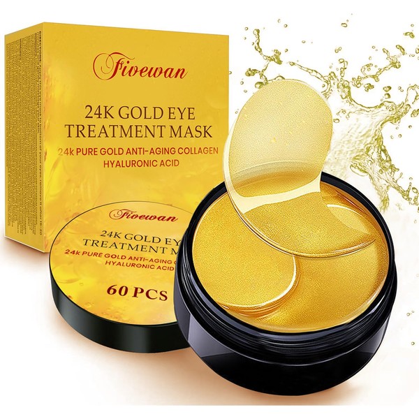 Fivewan 24k Gold Under Eye Patches - 60 Pcs Eye