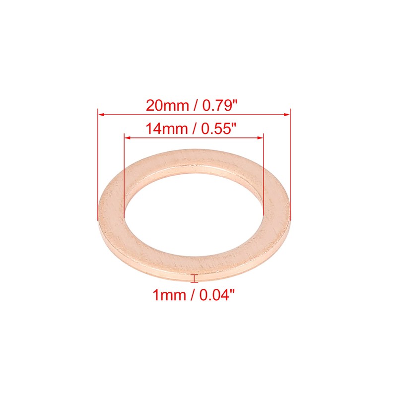 X AUTOHAUX 3pcs M14 Copper Tone Oil Drain Plug Gaskets