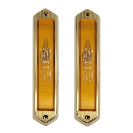 N/A Vintage Coach Side Marker Limo Opera Lights Amber Lens Gold Housing Pair 8"