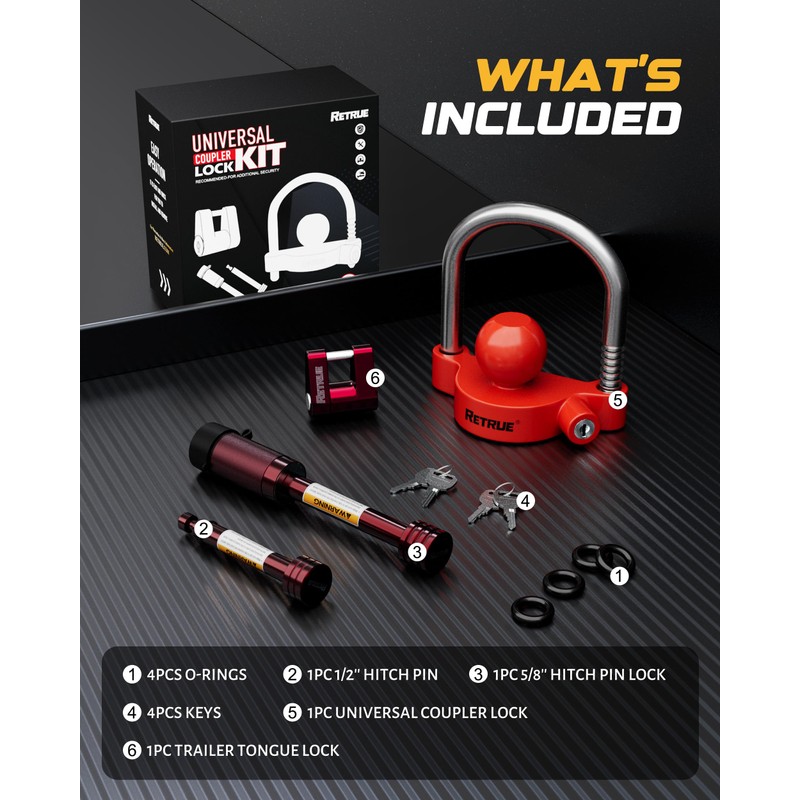RETRUE Keyed Alike Trailer Lock Set Tow & Store Lock