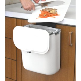 BCOM Garbage Can Hang Over Doors and Drawers, With Lid, Large Capacity, 2.9 gal (9 L), Improved Kitchen, Toilet, Lavatory Trash Can