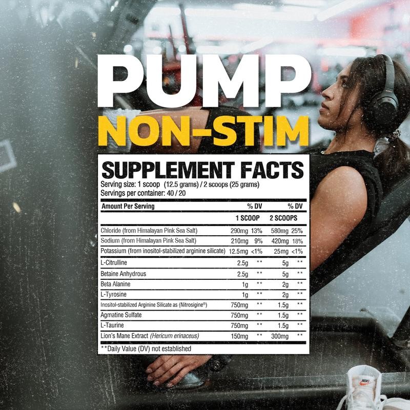 PUMP Non-stim Pre-Workout - Flavors: Raspberry Lemonade