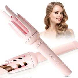 Automatic Hair Curling Iron with 4 Temperature & Timer, Automatic Shut-Off, Anti-Scald, Anti-Tangle Rotating Curling Wand for Hair Styling:_White