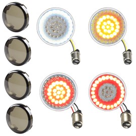 LIUJJYH 1157 Front Rear LED Turn Signal Lights, 2 Inch Bullet Brake Taillights Smoke Lens kit Compatible with 1986-2023 Harley Road King Touring Dyna Street Glide Softail Sportster