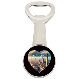 Bologna Italy Travel Souvenir Destination Heart Shape Design Magnetic Bottle Opener Single