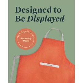 Caraway Apron - 100% Organic Cotton Apron - Features 2 Pockets & Adjustable Neck Strap - Absorbs Liquids & Dissipates Heat With Ease - Machine Washable - One Size - Perracotta