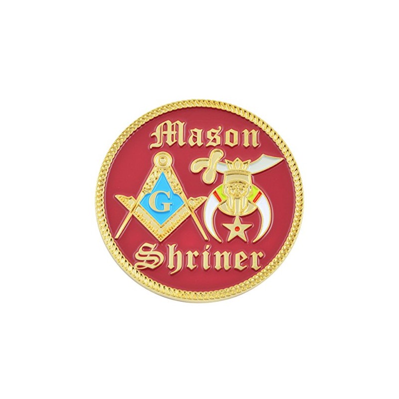 Shriner Red & Gold Masonic Auto Emblem - 2" Diameter