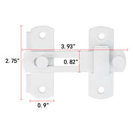 INIRET 5 Pack Barn Door Latches, 3.93' x 2.75' White Stainless Steel Latches for Bifold, Sliding, Closet and Cabinet Doors, White Finish