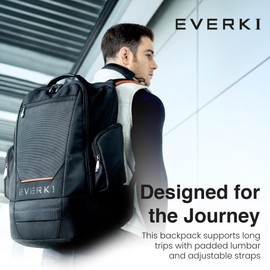 EVERKI ContemPRO 117 Laptop Backpack Fits up to 18.4” – Gaming, 42L Large Travel Backpack with Water-Resistant Rain Cover for Women & Men – Spacious Business Laptop Bag – Black (EKP117B)