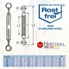 Stainless Steel Turnbuckle with Two Eyelets Rustproof V4A in accordance