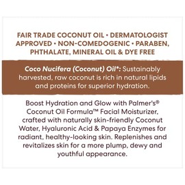 Palmers Coconut Oil Formula Crema Hidratante Facial con Agua de Coco y cido Hialurnico, Humectacin 48 Horas, Dermatolgicamente Probada, 50g           