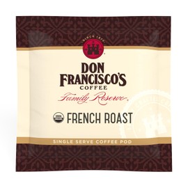 Don Francisco's Organic French Dark Roast Coffee Brewco Compatible Soft Pods, Dark & Smoky, 18 Count