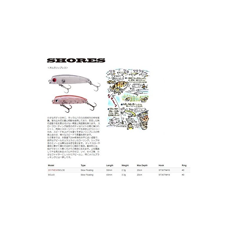 TackleHouse Shores Oruga Lipless SOL50 Minnow Fishing Lure, Slow Float,