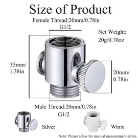 Quick Shower Head Shut Off Valve, Shower Head Flow Control and Shut Off Valve for Shower Head, Hand Shower, Bidet Sprayer, White